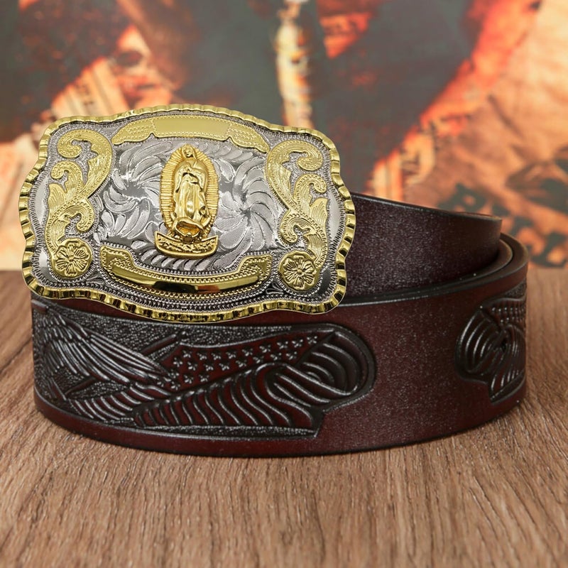 WMG Western St Jude Belt Buckle Gold Silver Saint Jude San Judas Cowboy Buckle Hebilla Vaquero Rodeo - Image 4